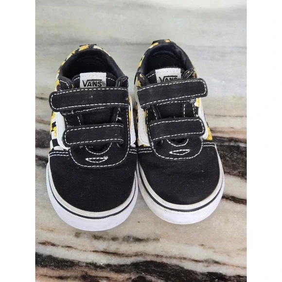 Vans Old Skool V Toddler Sunflower Checkerboard Black Sneakers Size 7.0 US - Picture 11 of 11